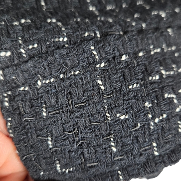 Zara Structured Tweed Black Jacket Silver Metal Buttons - Picture 12 of 16